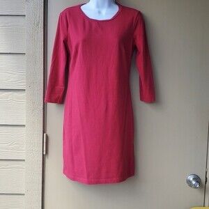 Womens Red Petite Old Navy 3/4 Sleeve Stretchy Midi Dressy Casual Dress sz SP